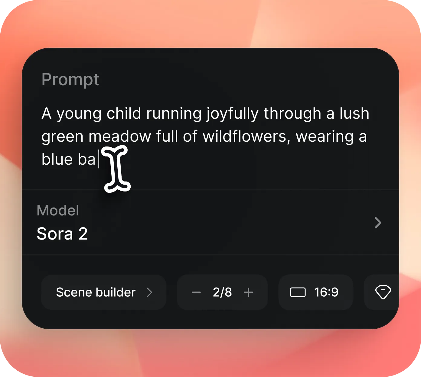 I-generated video preview from Sora 2 showing a young child running joyfully with a blue backpack through a green meadow, created from a text prompt.